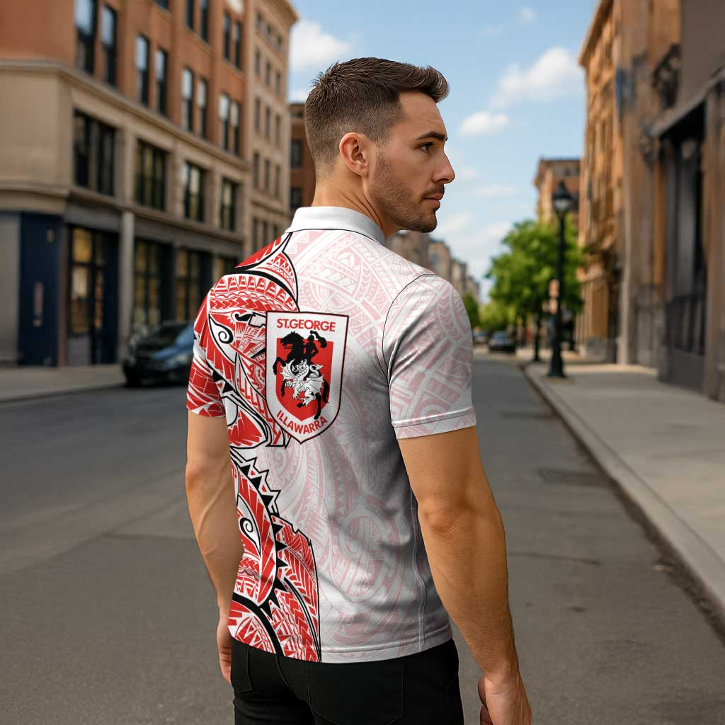 St George Illawarra Dragons Zipper Polo Shirt Polynesian Tribal Tattoo Pacific Sport Art