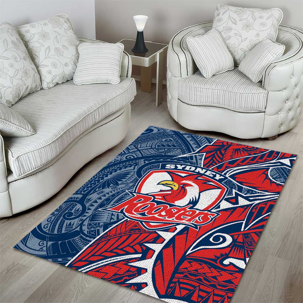 Sydney Roosters Area Rug Polynesian Tribal Tattoo Pacific Sport Art