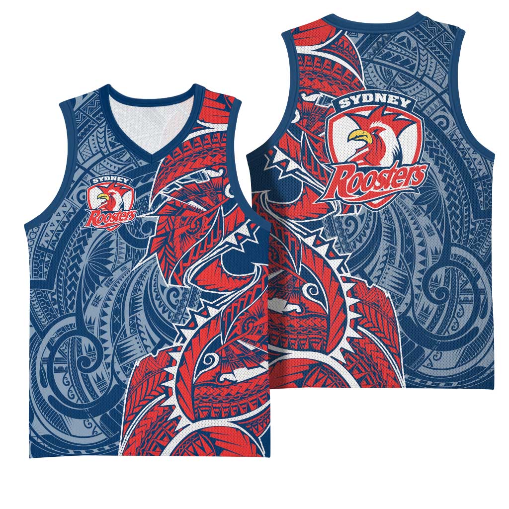 Sydney Roosters Basketball Jersey Polynesian Tribal Tattoo Pacific Sport Art