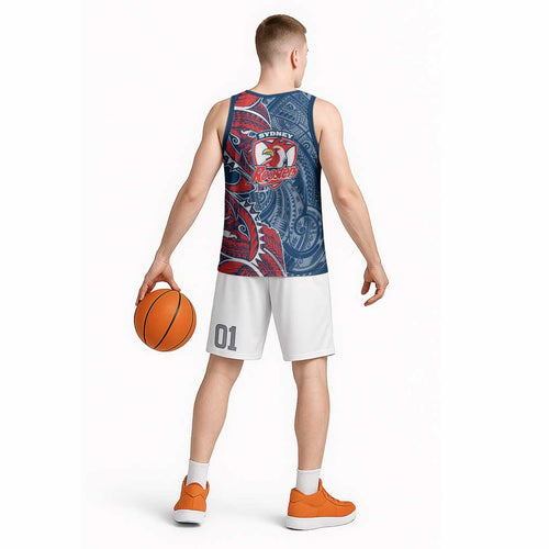 Sydney Roosters Basketball Jersey Polynesian Tribal Tattoo Pacific Sport Art