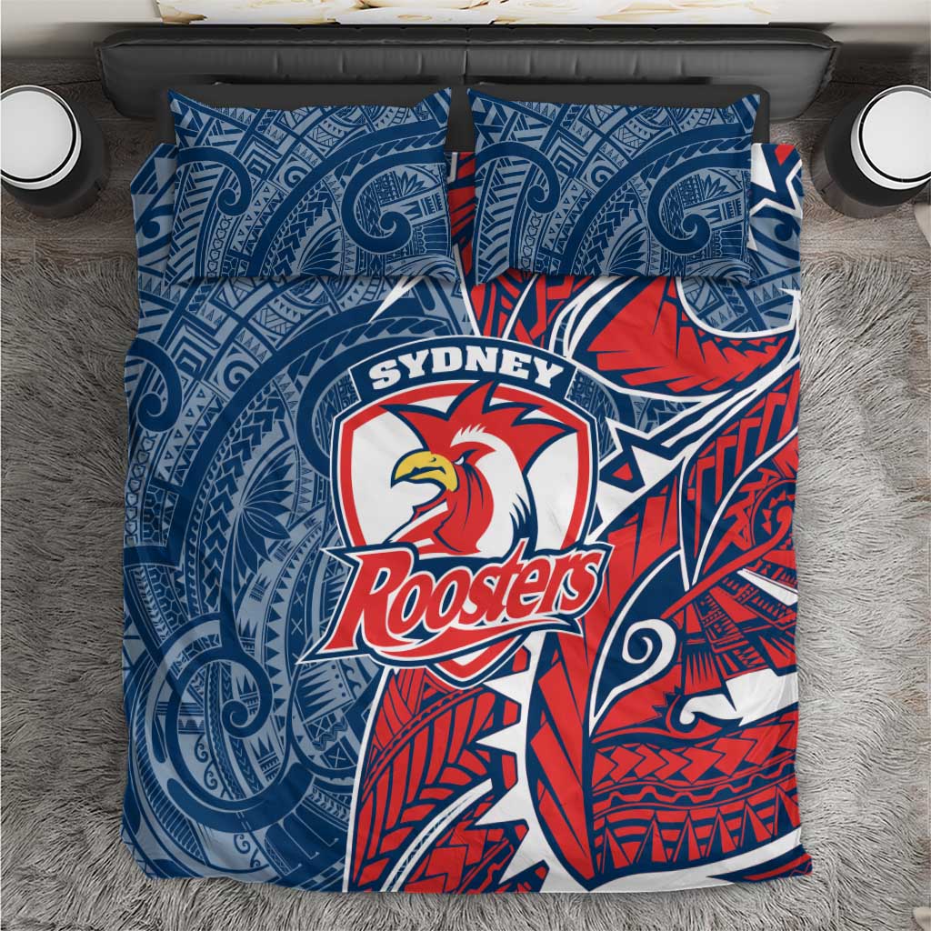 Sydney Roosters Bedding Set Polynesian Tribal Tattoo Pacific Sport Art