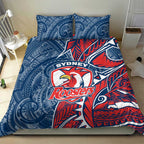 Sydney Roosters Bedding Set Polynesian Tribal Tattoo Pacific Sport Art