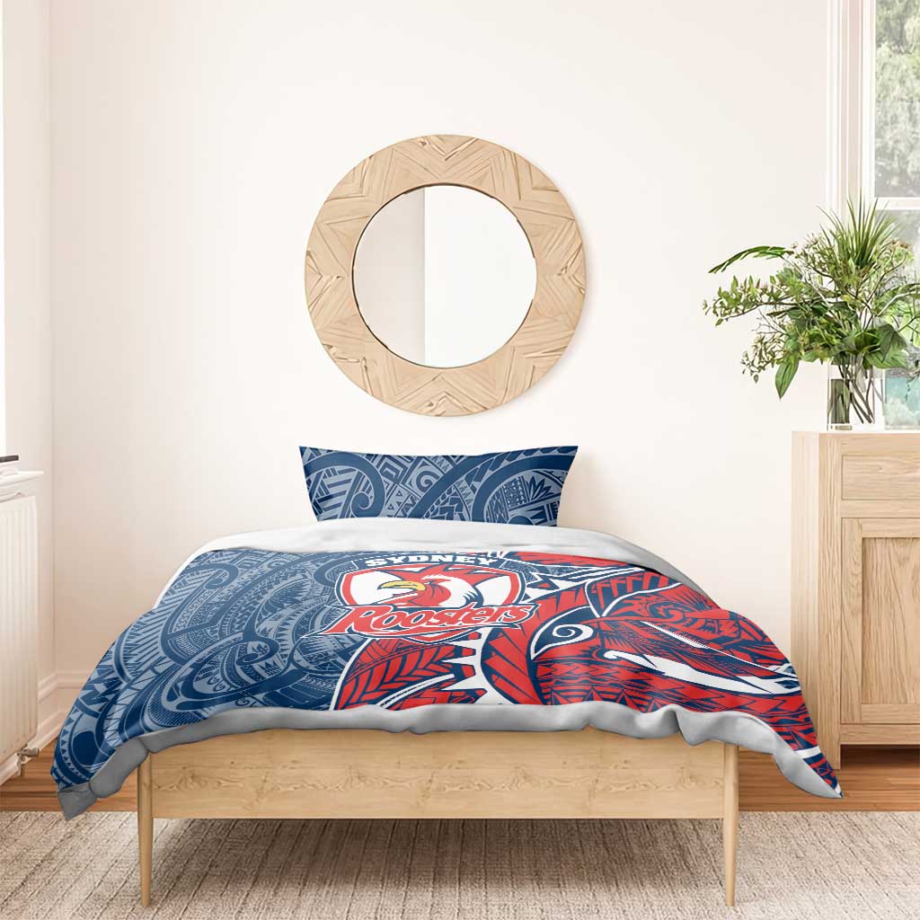 Sydney Roosters Bedding Set Polynesian Tribal Tattoo Pacific Sport Art