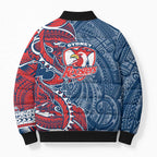 Sydney Roosters Bomber Puffer Jacket Polynesian Tribal Tattoo Pacific Sport Art