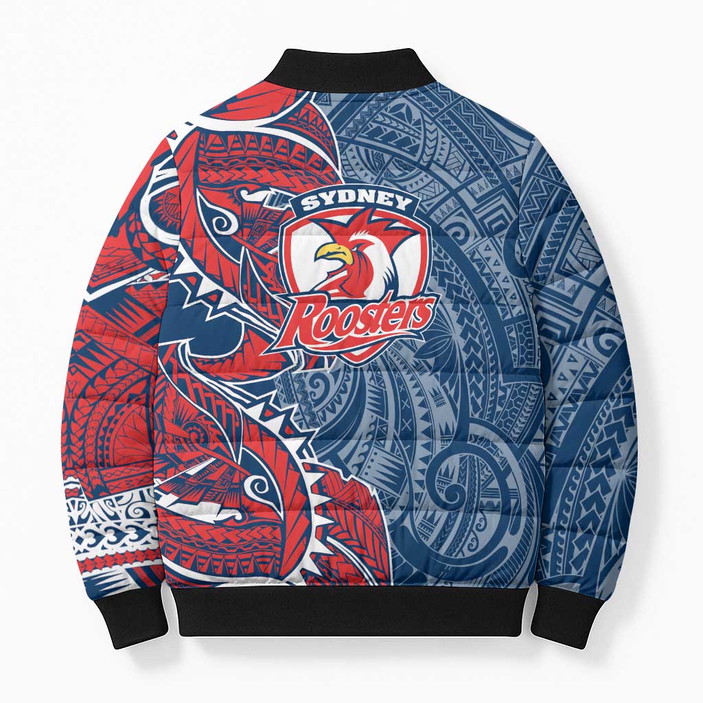 Sydney Roosters Bomber Puffer Jacket Polynesian Tribal Tattoo Pacific Sport Art