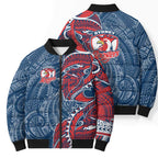 Sydney Roosters Bomber Puffer Jacket Polynesian Tribal Tattoo Pacific Sport Art
