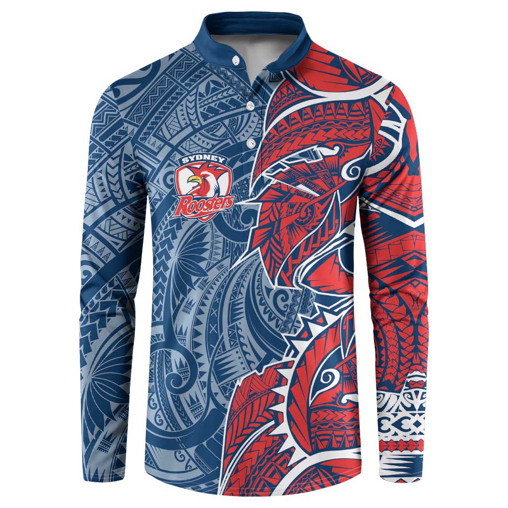 Sydney Roosters Button Sweatshirt Polynesian Tribal Tattoo Pacific Sport Art