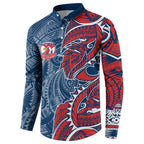 Sydney Roosters Button Sweatshirt Polynesian Tribal Tattoo Pacific Sport Art