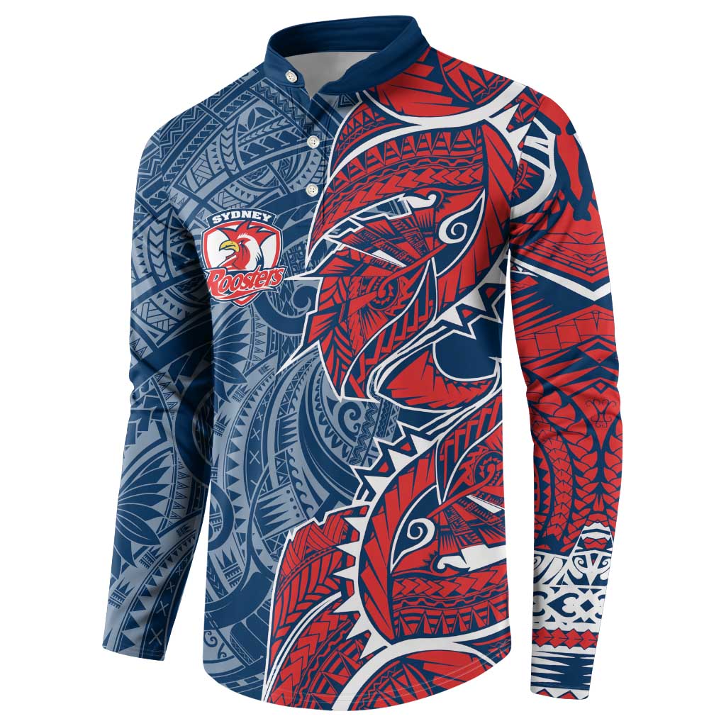 Sydney Roosters Button Sweatshirt Polynesian Tribal Tattoo Pacific Sport Art
