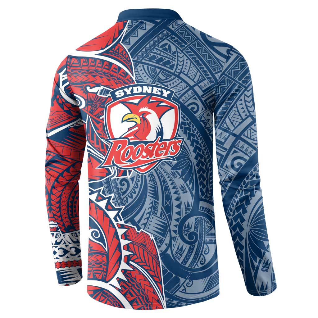 Sydney Roosters Button Sweatshirt Polynesian Tribal Tattoo Pacific Sport Art