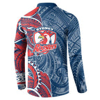 Sydney Roosters Button Sweatshirt Polynesian Tribal Tattoo Pacific Sport Art