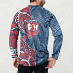 Sydney Roosters Button Sweatshirt Polynesian Tribal Tattoo Pacific Sport Art