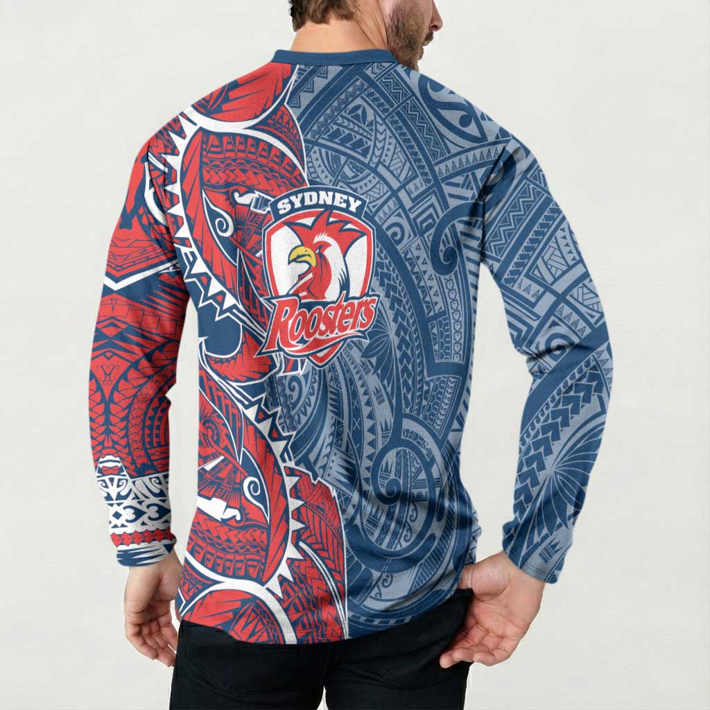 Sydney Roosters Button Sweatshirt Polynesian Tribal Tattoo Pacific Sport Art