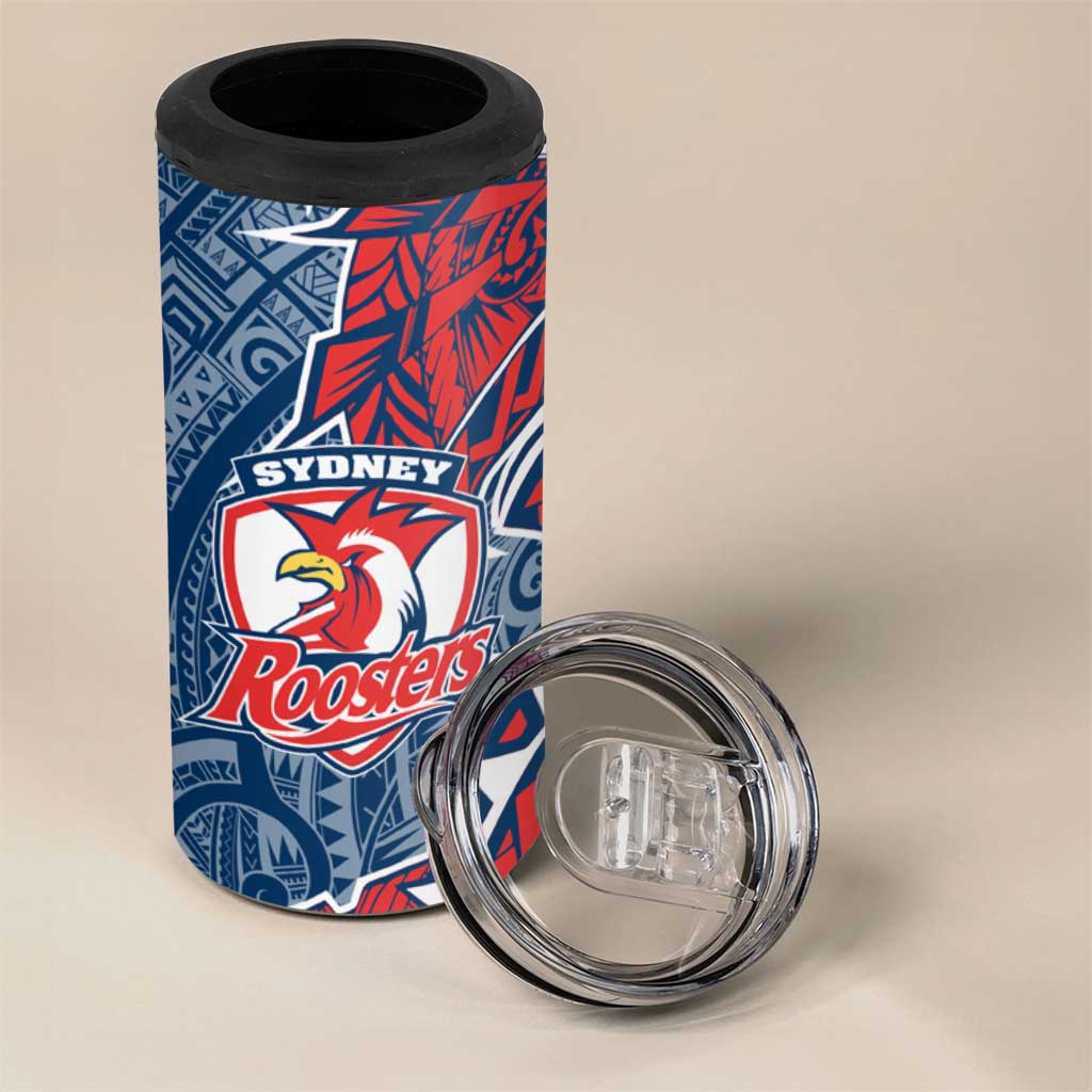 Sydney Roosters 4 in 1 Can Cooler Tumbler Polynesian Tribal Tattoo Pacific Sport Art