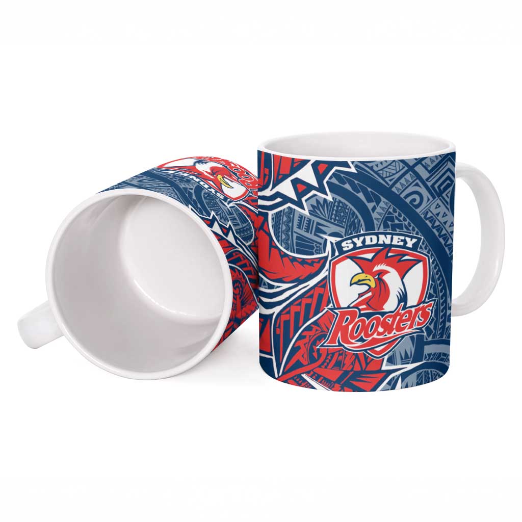 Sydney Roosters Ceramic Mug Polynesian Tribal Tattoo Pacific Sport Art