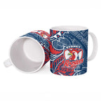 Sydney Roosters Ceramic Mug Polynesian Tribal Tattoo Pacific Sport Art