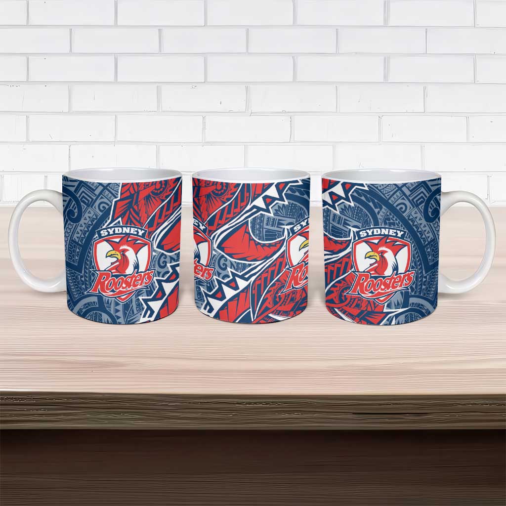 Sydney Roosters Ceramic Mug Polynesian Tribal Tattoo Pacific Sport Art