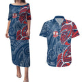 Sydney Roosters Couples Matching Puletasi and Hawaiian Shirt Polynesian Tribal Tattoo Pacific Sport Art