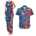 Sydney Roosters Couples Matching Tank Maxi Dress and Hawaiian Shirt Polynesian Tribal Tattoo Pacific Sport Art