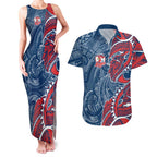 Sydney Roosters Couples Matching Tank Maxi Dress and Hawaiian Shirt Polynesian Tribal Tattoo Pacific Sport Art