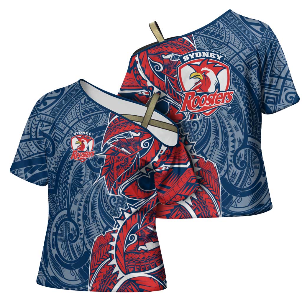 Sydney Roosters Cross Shoulder Shirt Polynesian Tribal Tattoo Pacific Sport Art