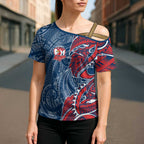 Sydney Roosters Cross Shoulder Shirt Polynesian Tribal Tattoo Pacific Sport Art