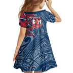 Sydney Roosters Family Matching Long Sleeve Bodycon Dress and Hawaiian Shirt Polynesian Tribal Tattoo Pacific Sport Art