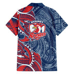 Sydney Roosters Family Matching Long Sleeve Bodycon Dress and Hawaiian Shirt Polynesian Tribal Tattoo Pacific Sport Art