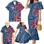 Sydney Roosters Family Matching Mermaid Dress and Hawaiian Shirt Polynesian Tribal Tattoo Pacific Sport Art