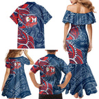 Sydney Roosters Family Matching Mermaid Dress and Hawaiian Shirt Polynesian Tribal Tattoo Pacific Sport Art