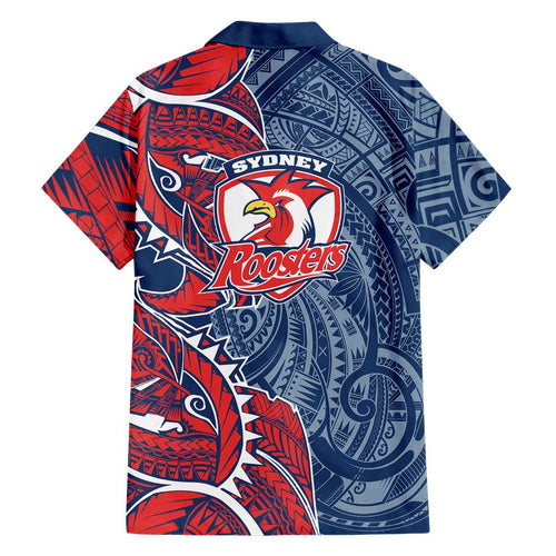 Sydney Roosters Family Matching Mermaid Dress and Hawaiian Shirt Polynesian Tribal Tattoo Pacific Sport Art