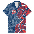 Sydney Roosters Family Matching Off Shoulder Short Dress and Hawaiian Shirt Polynesian Tribal Tattoo Pacific Sport Art