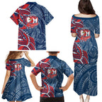 Sydney Roosters Family Matching Puletasi and Hawaiian Shirt Polynesian Tribal Tattoo Pacific Sport Art
