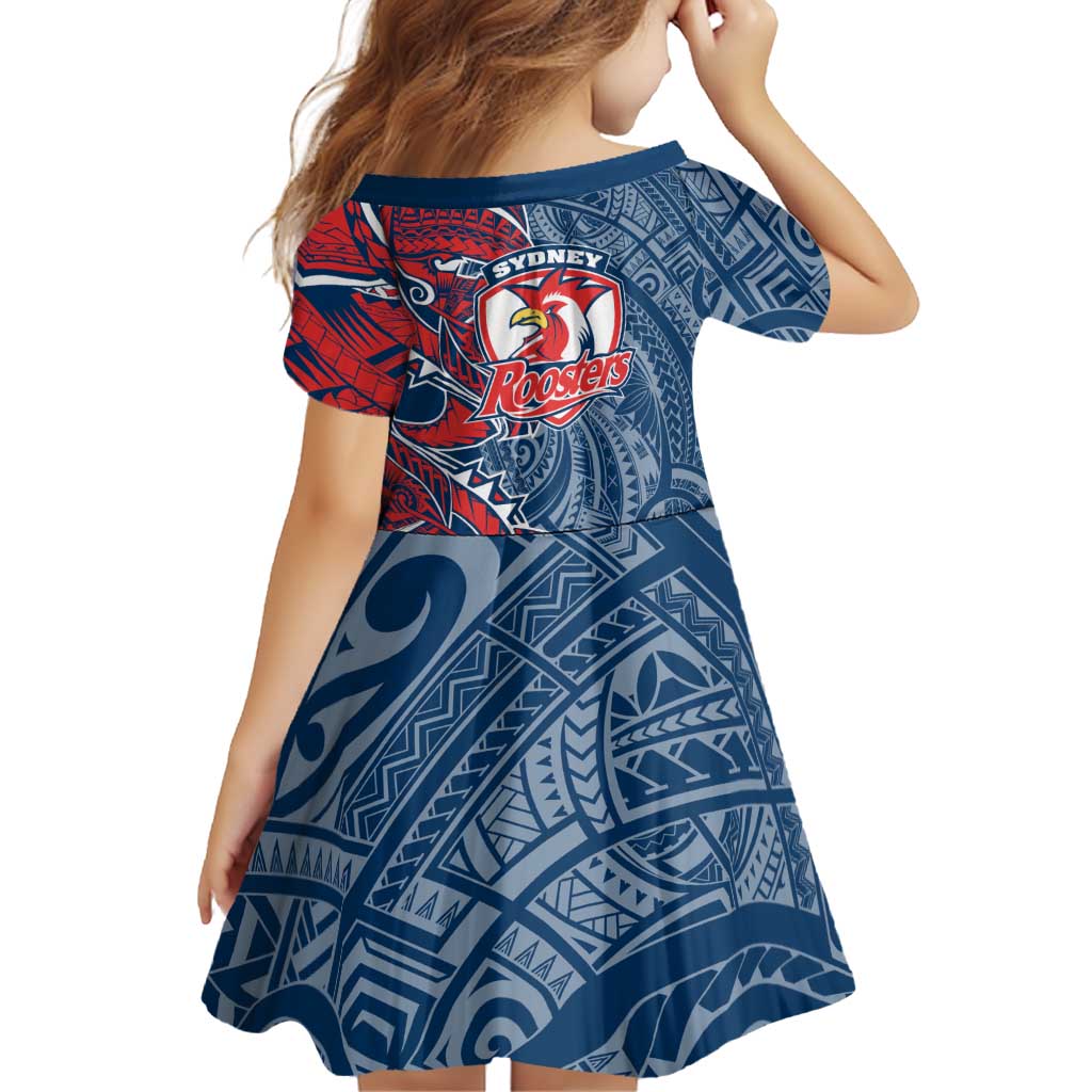 Sydney Roosters Family Matching Short Sleeve Bodycon Dress and Hawaiian Shirt Polynesian Tribal Tattoo Pacific Sport Art