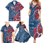 Sydney Roosters Family Matching Summer Maxi Dress and Hawaiian Shirt Polynesian Tribal Tattoo Pacific Sport Art