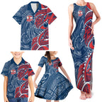 Sydney Roosters Family Matching Tank Maxi Dress and Hawaiian Shirt Polynesian Tribal Tattoo Pacific Sport Art