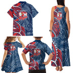Sydney Roosters Family Matching Tank Maxi Dress and Hawaiian Shirt Polynesian Tribal Tattoo Pacific Sport Art