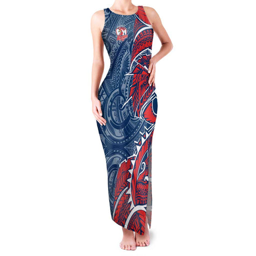 Sydney Roosters Family Matching Tank Maxi Dress and Hawaiian Shirt Polynesian Tribal Tattoo Pacific Sport Art