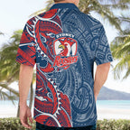 Sydney Roosters Hawaiian Shirt Polynesian Tribal Tattoo Pacific Sport Art