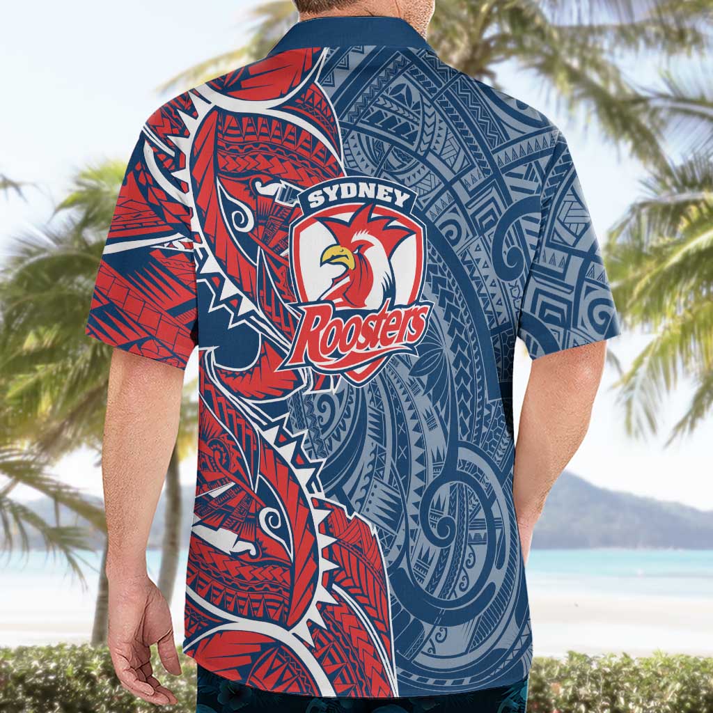 Sydney Roosters Hawaiian Shirt Polynesian Tribal Tattoo Pacific Sport Art