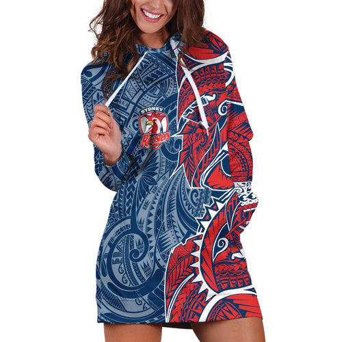 Sydney Roosters Hoodie Dress Polynesian Tribal Tattoo Pacific Sport Art