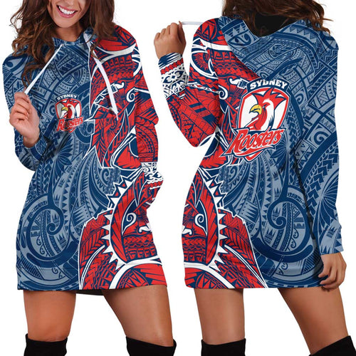 Sydney Roosters Hoodie Dress Polynesian Tribal Tattoo Pacific Sport Art