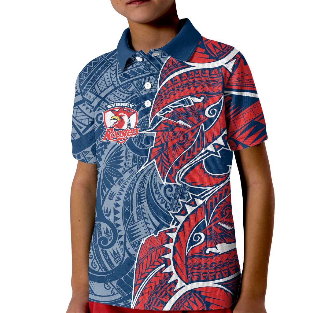 Sydney Roosters Kid Polo Shirt Polynesian Tribal Tattoo Pacific Sport Art