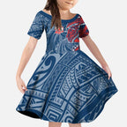 Sydney Roosters Kid Short Sleeve Dress Polynesian Tribal Tattoo Pacific Sport Art