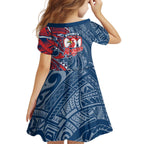 Sydney Roosters Kid Short Sleeve Dress Polynesian Tribal Tattoo Pacific Sport Art