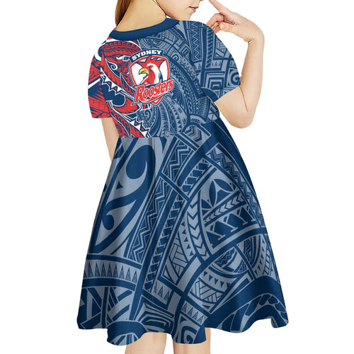 Sydney Roosters Kid Short Sleeve Dress Polynesian Tribal Tattoo Pacific Sport Art