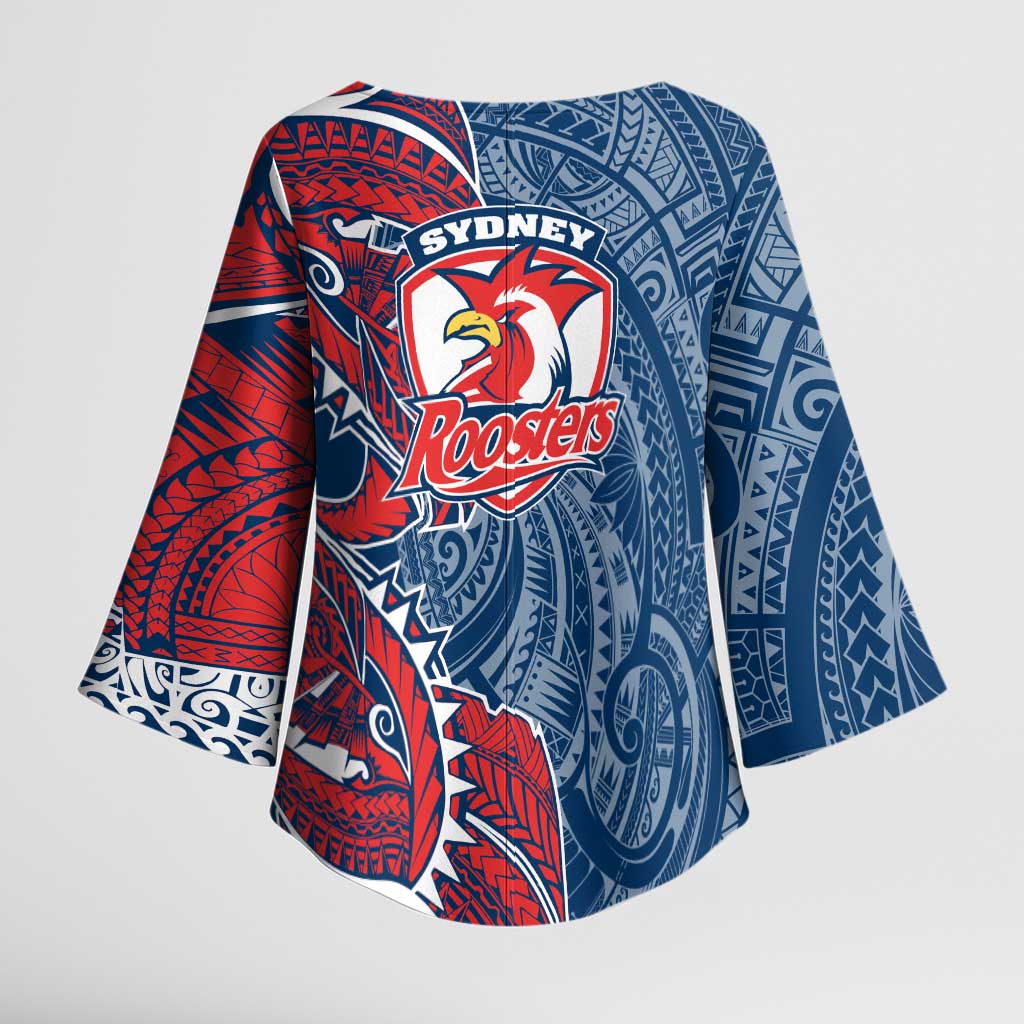 Sydney Roosters Kimono Sleeve Blouse Polynesian Tribal Tattoo Pacific Sport Art