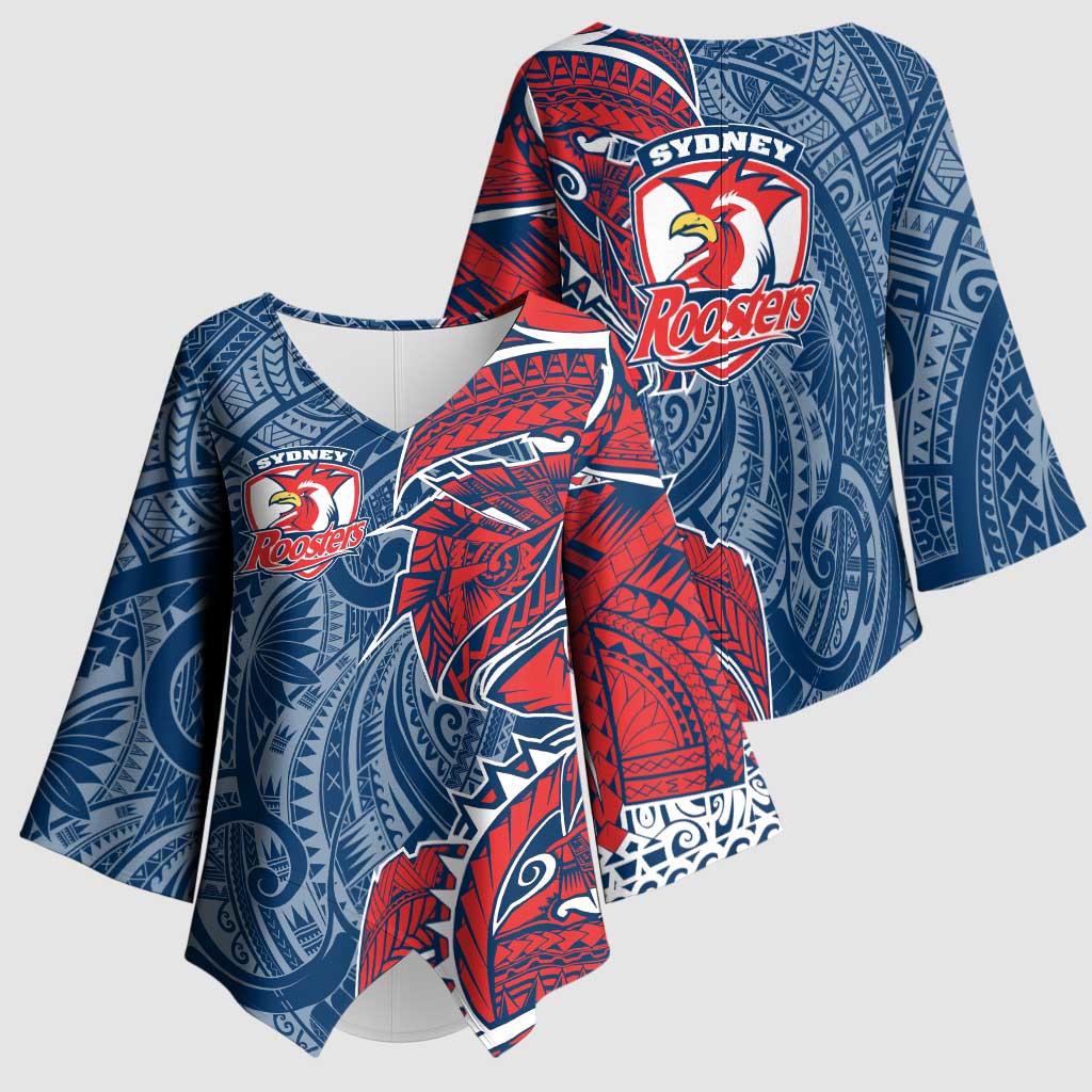 Sydney Roosters Kimono Sleeve Blouse Polynesian Tribal Tattoo Pacific Sport Art