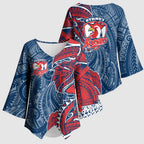 Sydney Roosters Kimono Sleeve Blouse Polynesian Tribal Tattoo Pacific Sport Art