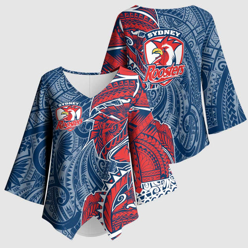Sydney Roosters Kimono Sleeve Blouse Polynesian Tribal Tattoo Pacific Sport Art